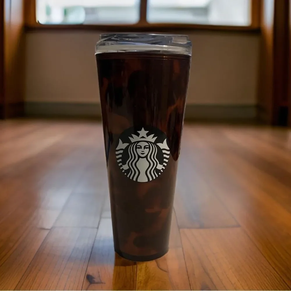 New Starbucks Brown Tortoise Shell 24oz Cold Hot Cup ToGo Tumbler - Picture 1 of 6